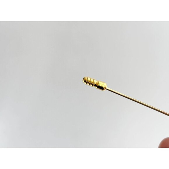 Murano Italian Made Glass Beaded Faux Pearl Crown Vintage Square Long Stick Pin - Picture 4 of 7